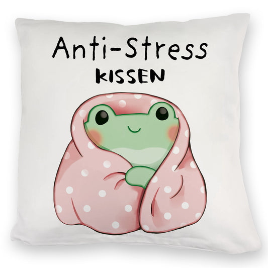 Frosch in rosa Decke Kuschelkissen mit Spruch Anti-Stress Kuschelkissen