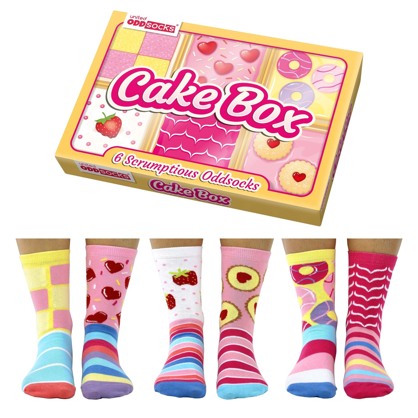 Cake Box Oddsocks Kuchen Socken in 37-42 im 6er Set