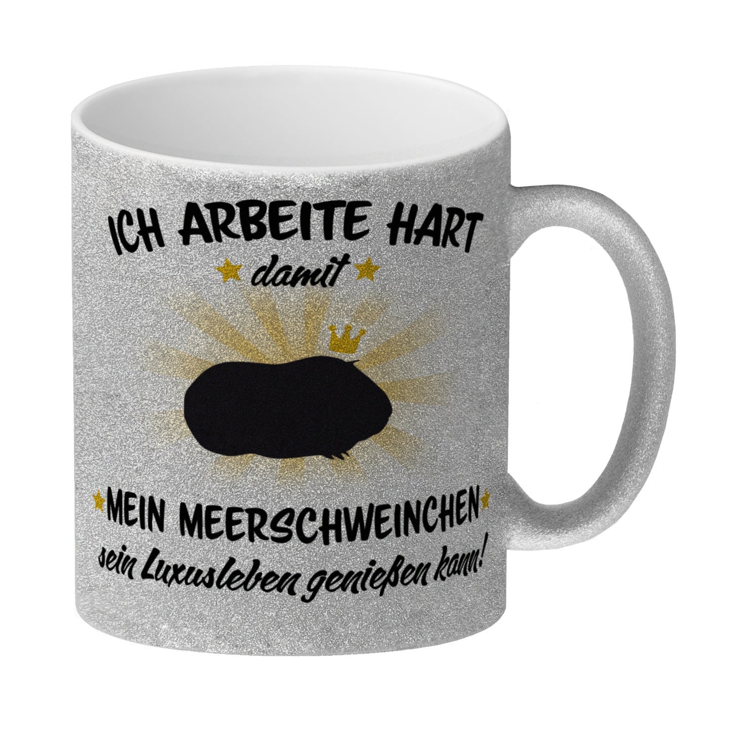 Ich arbeite hart für das Luxusleben meines Meerschweinchens Haustier Glitzer-Kaffeebecher