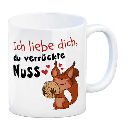 Ich liebe dich verrückte Nuss Kaffeebecher mit süßem Eichhörnchen