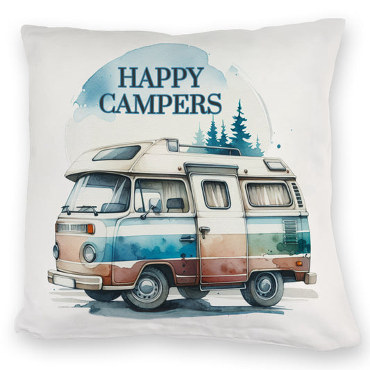 Campingwagen Kuschelkissen mit Spruch Happy Campers