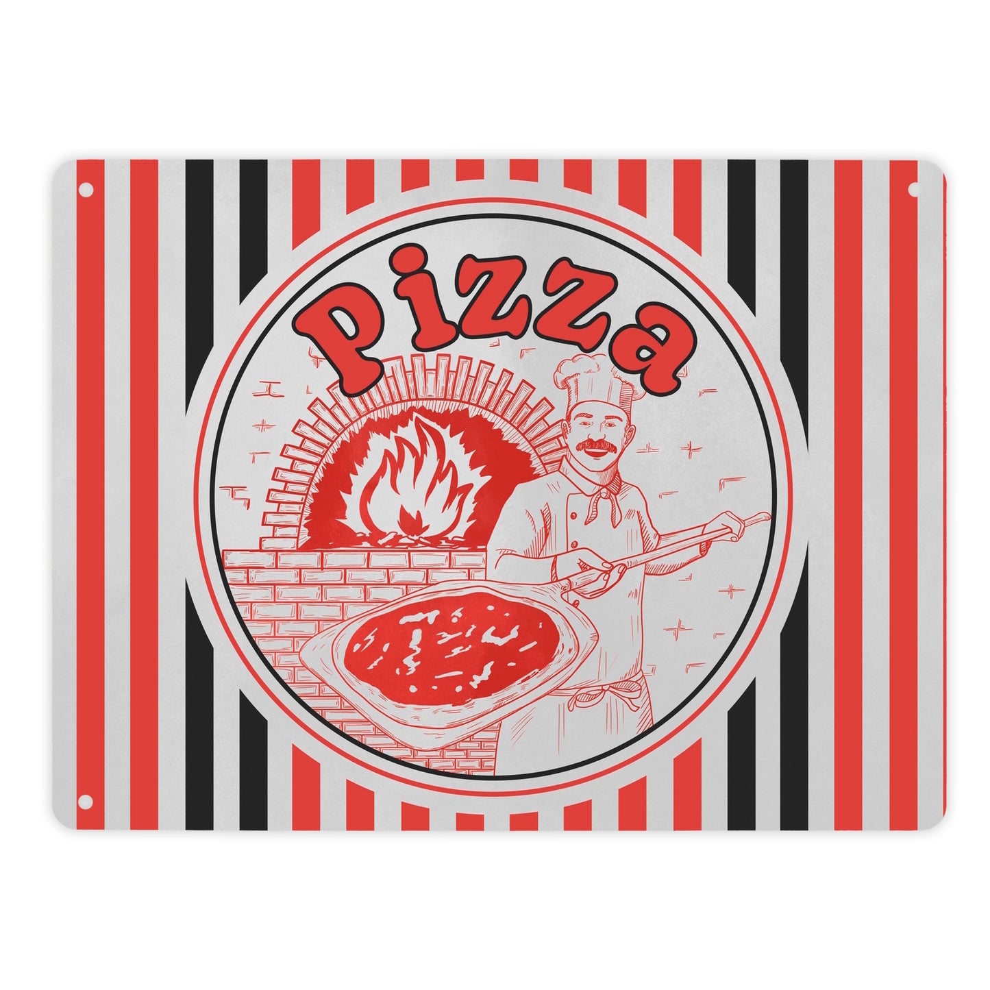 Pizzakarton Metallschild XL in 21x28 cm für Pizzafans