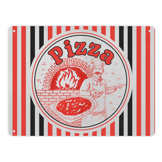 Pizzakarton Metallschild XL in 21x28 cm für Pizzafans