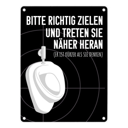 Bitte richtig zielen… Toilette Urinal Metallschild in 15x20 cm mit Fadenkreuz