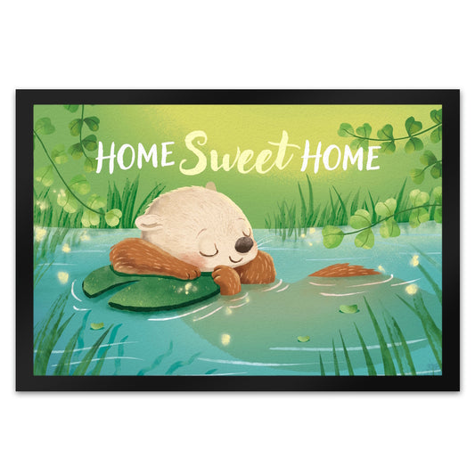 Schlafender Otter Fußmatte XL in 40x60 cm mit Spruch Home Sweet Home