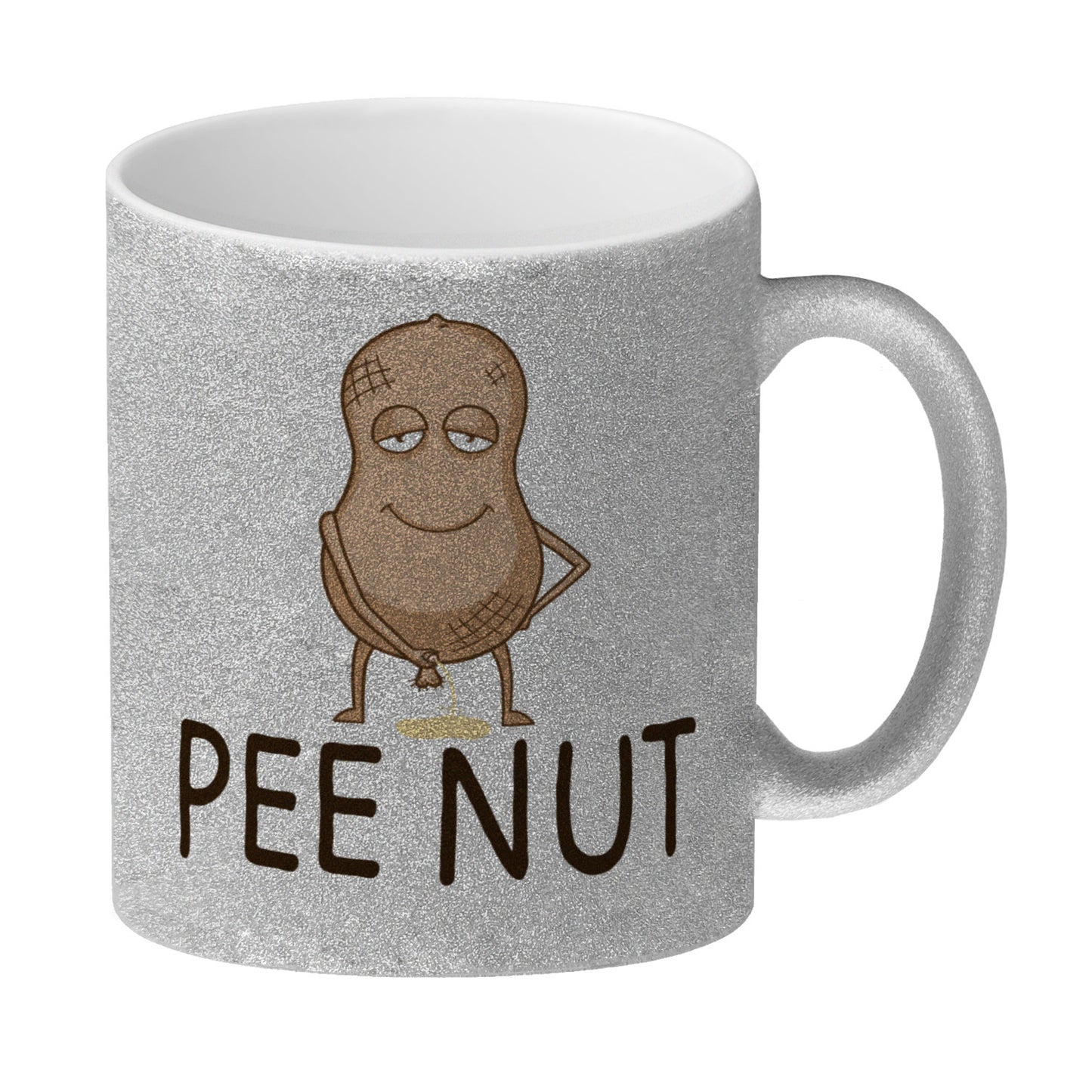 Pee nut Glitzer-Kaffeebecher mit pinkelnder Erdnuss