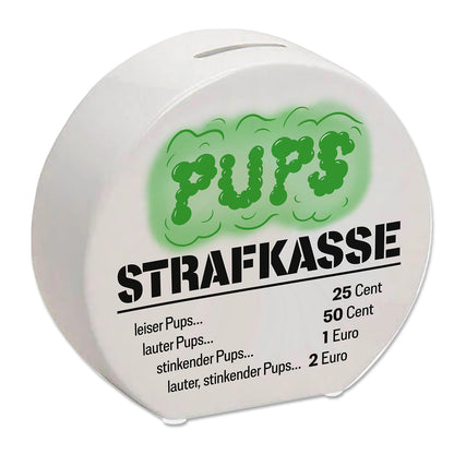 Spardose aus Keramik für Familien mit lustigem Spruch - Pups Strafkasse