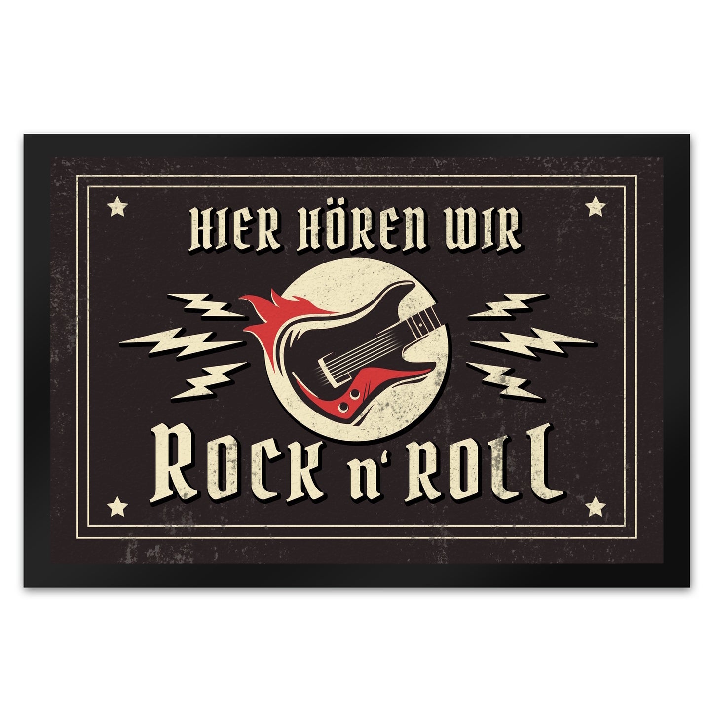 Hier hören wir Rock n' Roll Fußmatte XL in 40x60 cm mit Gitarren Motiv