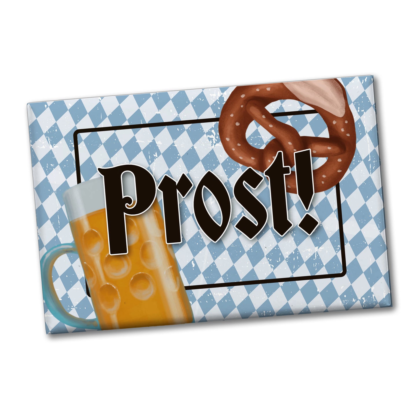 Prost! Souvenir Magnet mit Brezel und Bierkrug