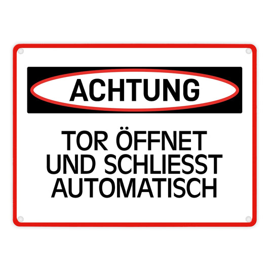 Tor öffnet und schließt automatisch Warn- und Hinweisschild im modernen Design