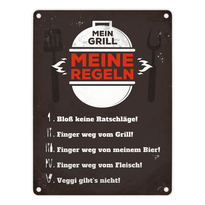 Mein Grill meine Regeln Blechschild in 15x20 cm