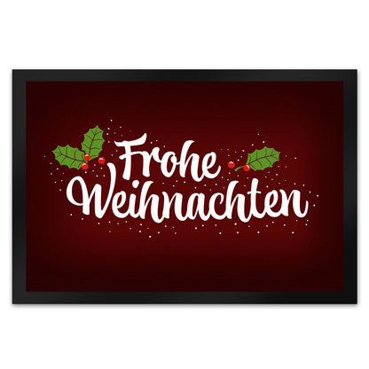 Frohe Weihnachten Fußmatte XL mit Blätter und Beeren Motiv