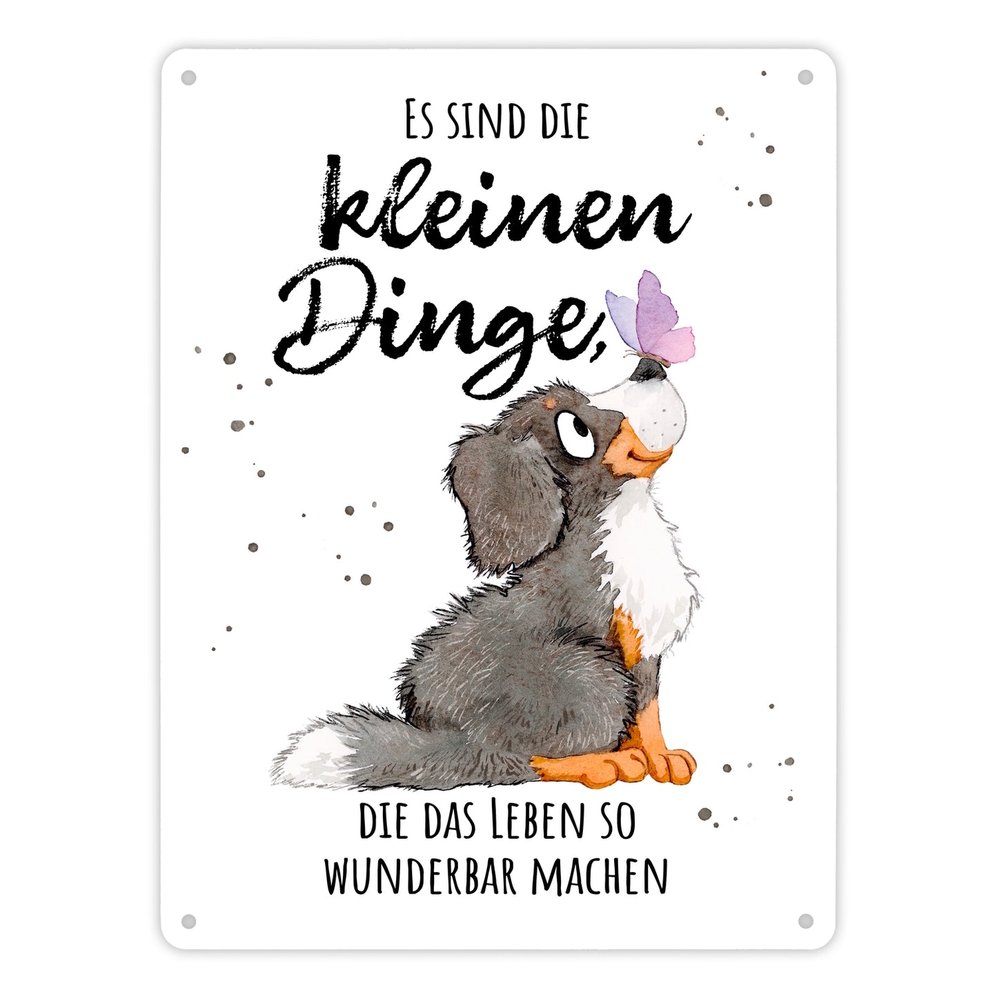 Hund Metallschild XL in 21x28 cm mit Spruch Die kleinen Dinge machen das Leben so wunderbar