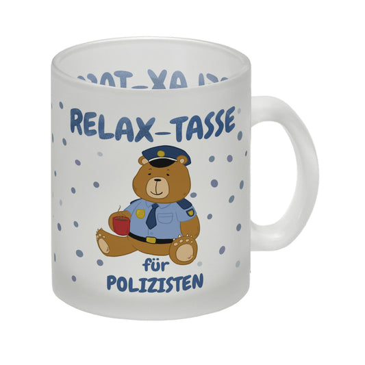 Relax Tasse für Polizisten Glas Tasse mit hübschem Bär-Motiv