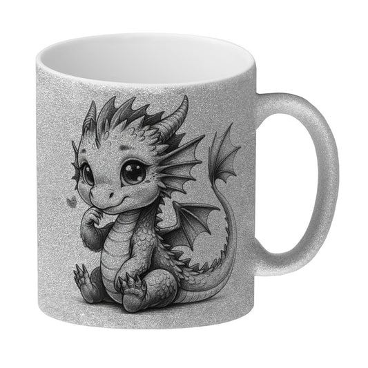 Niedlicher Drache Glitzer-Kaffeebecher