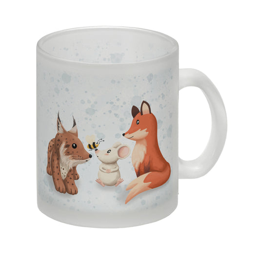 Schlauer Fuchs Glas Tasse zur Einschulung mit Tiermotiv und Spruch