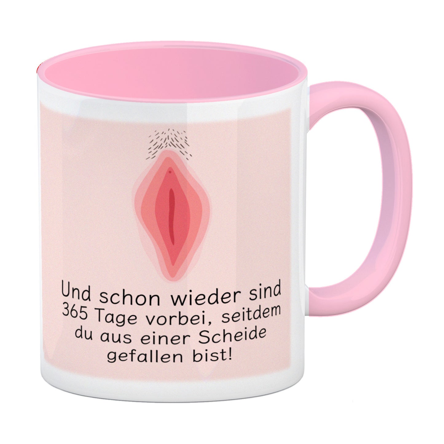 Wieder sind 365 Tage vorbei… Geburtstag Kaffeebecher Rosa mit Scheide Motiv