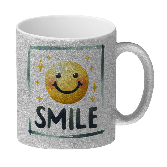 Smile Emoticon Glitzer-Kaffeebecher