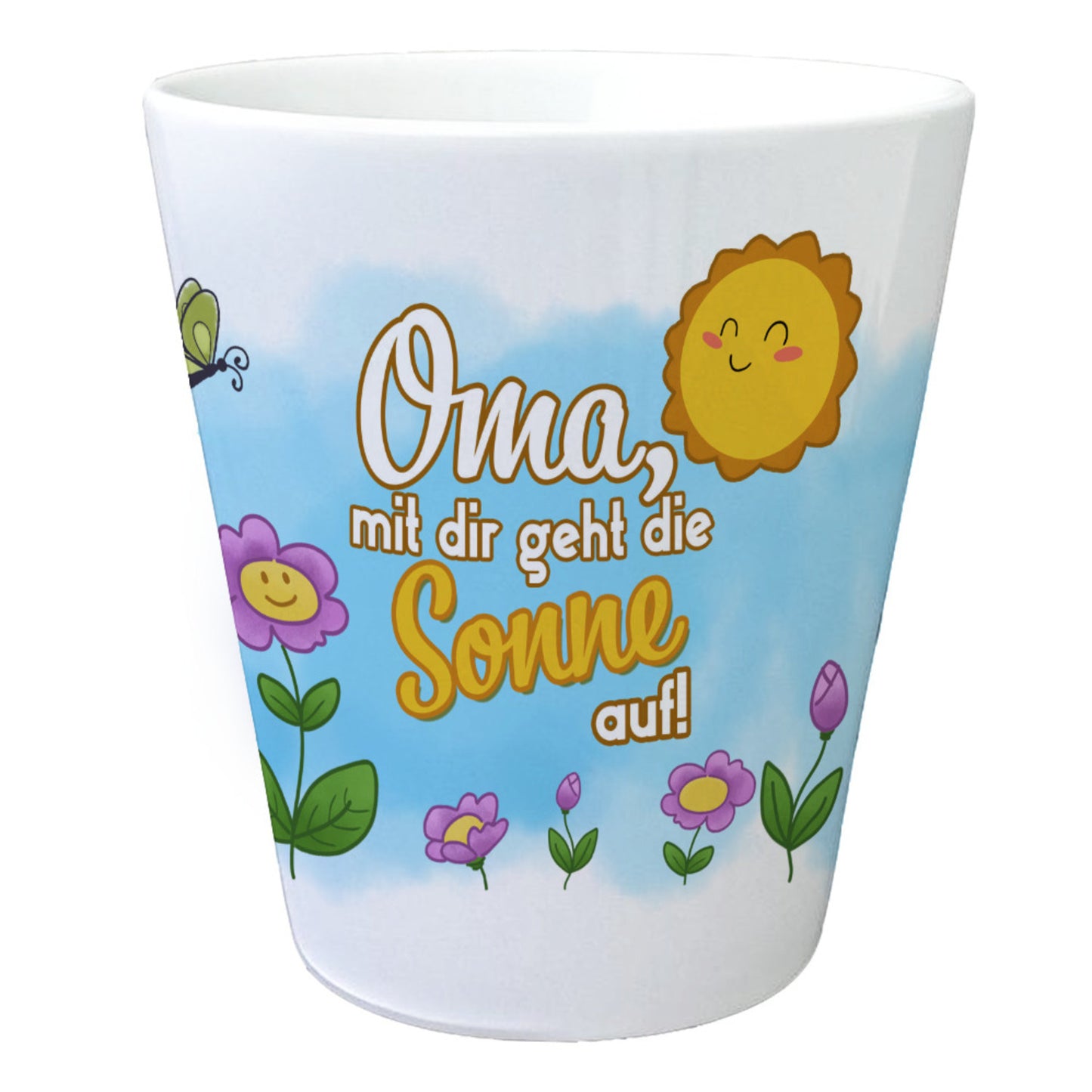 Blumenwiese Blumentopf mit Spruch Oma mit dir geht die Sonne auf