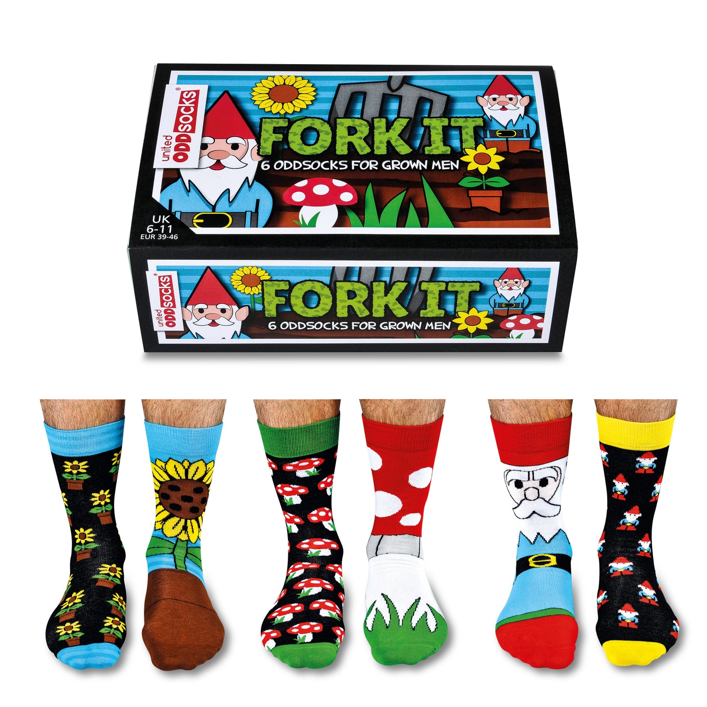 Verrückte Socken Oddsocks Fork It für Männer im 6er Set