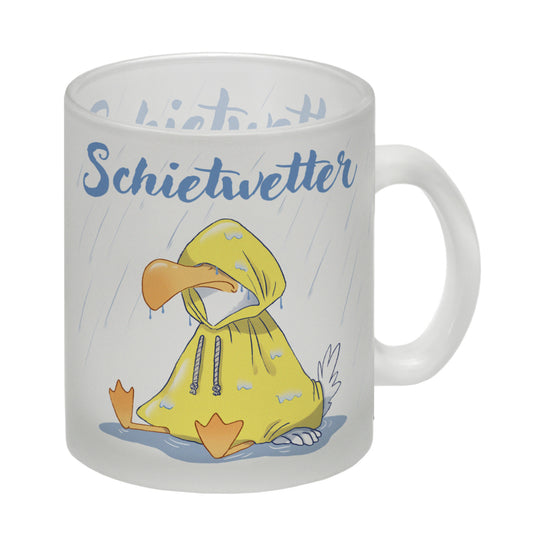 Möwe Glas Tasse mit Spruch Schietwetter