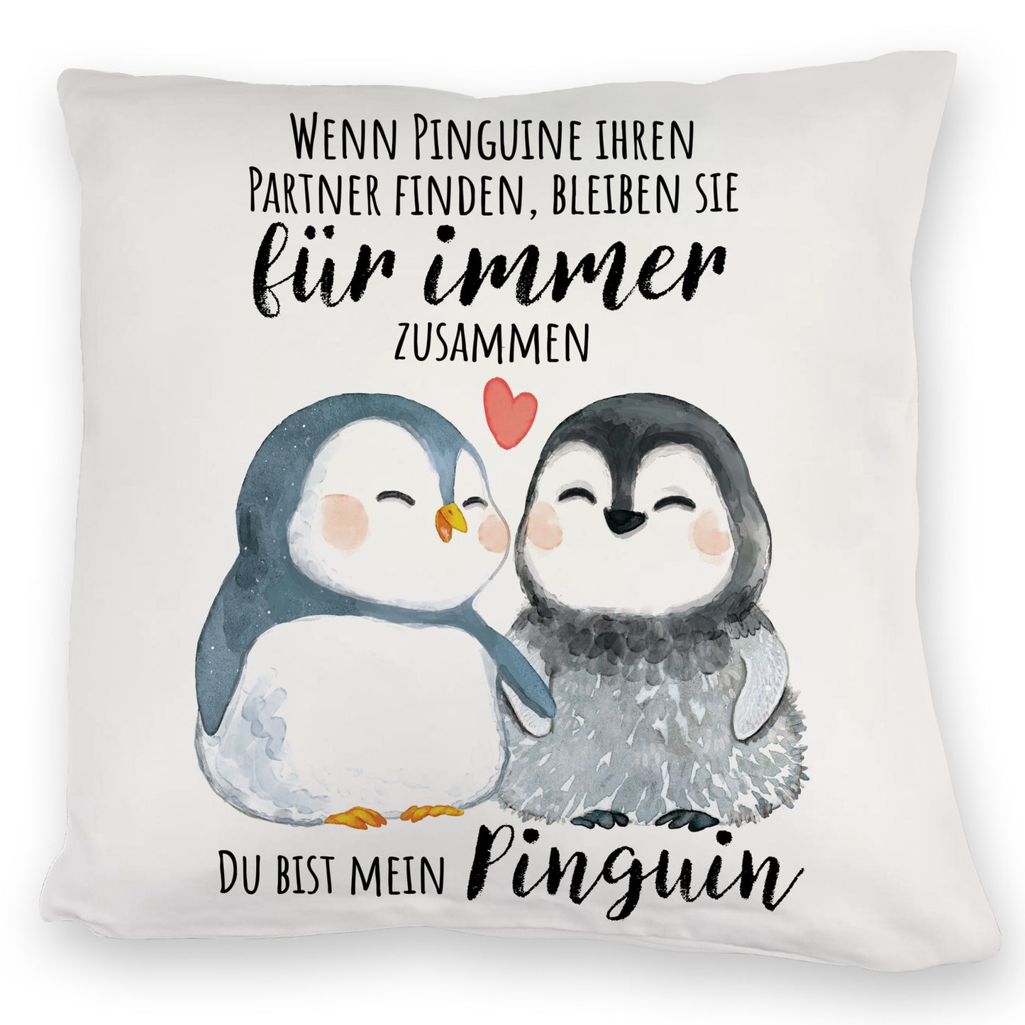 Pinguinpärchen Kuschelkissen mit Spruch Du bist mein Pinguin