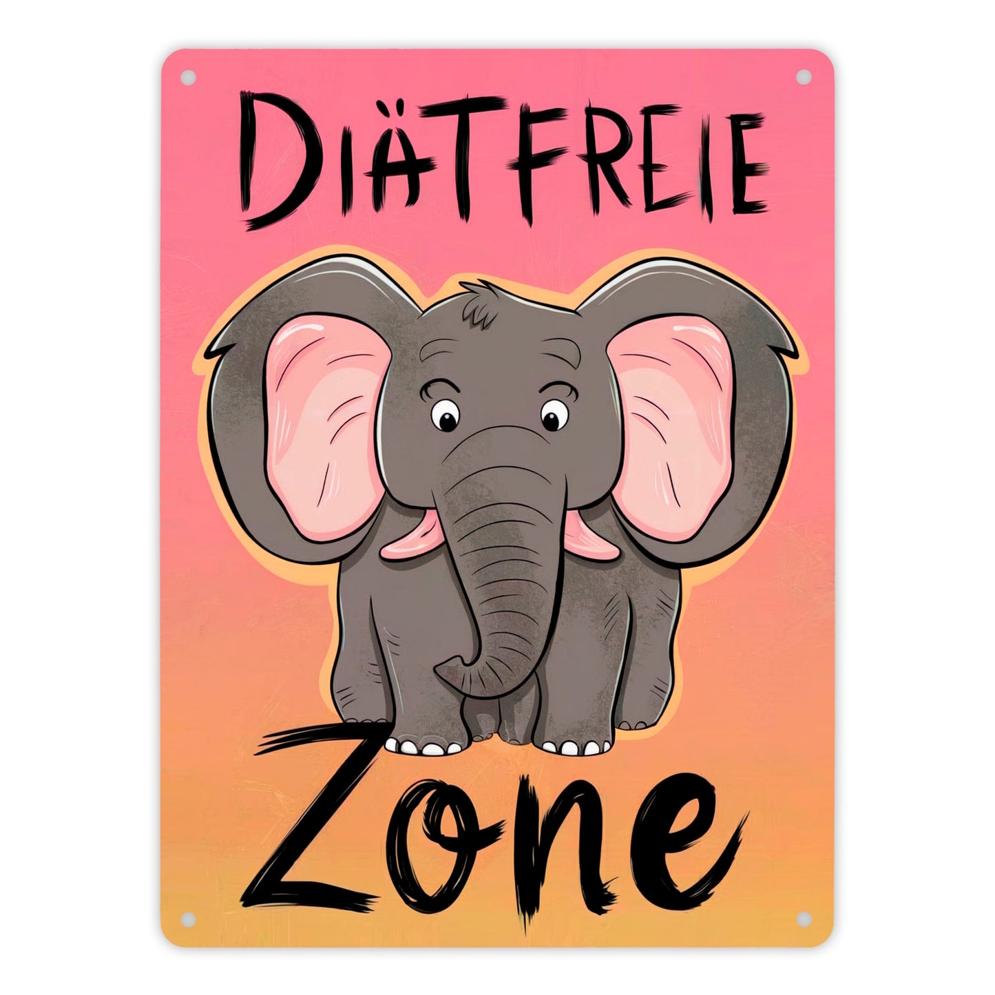 Grauer Elefant - Diätfreie Zone - Metallschild XL in 21x28 cm