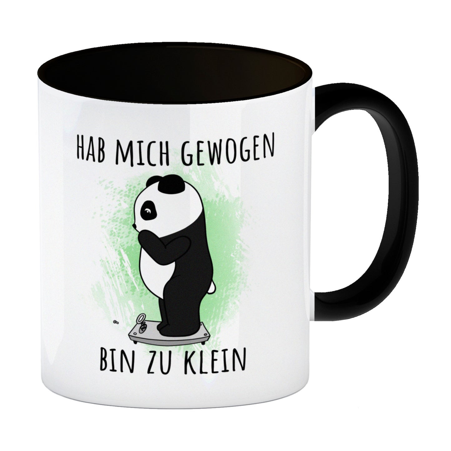 Hab mich gewogen bin zu klein Kaffeebecher Schwarz mit süßem Panda