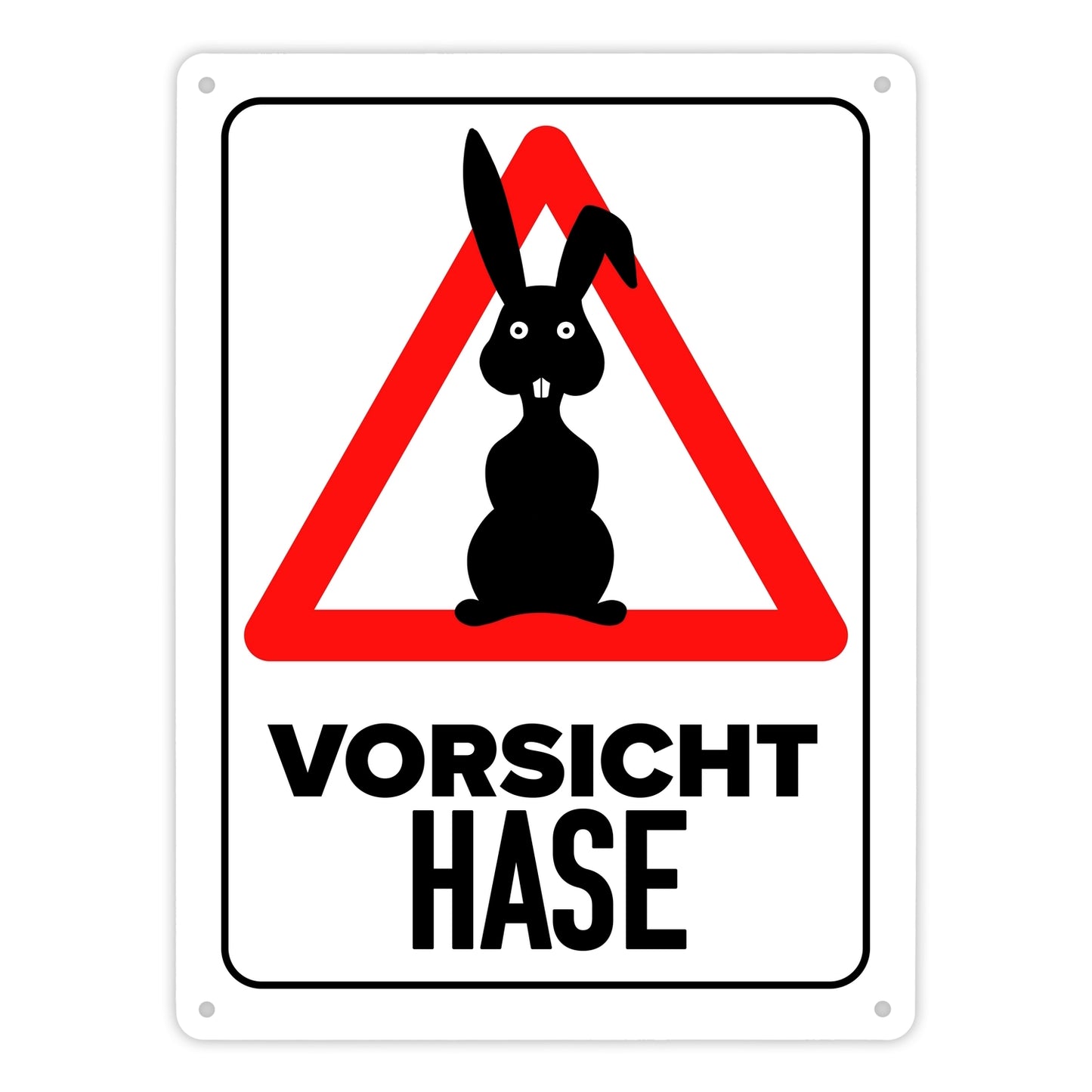 Vorsicht Hase Metallschild XL in 21x28 cm mit Hasen Silhouette