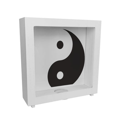 Rahmen Spardose aus Holz mit dekorativem Yin und Yang Design - chinesische Philosophie