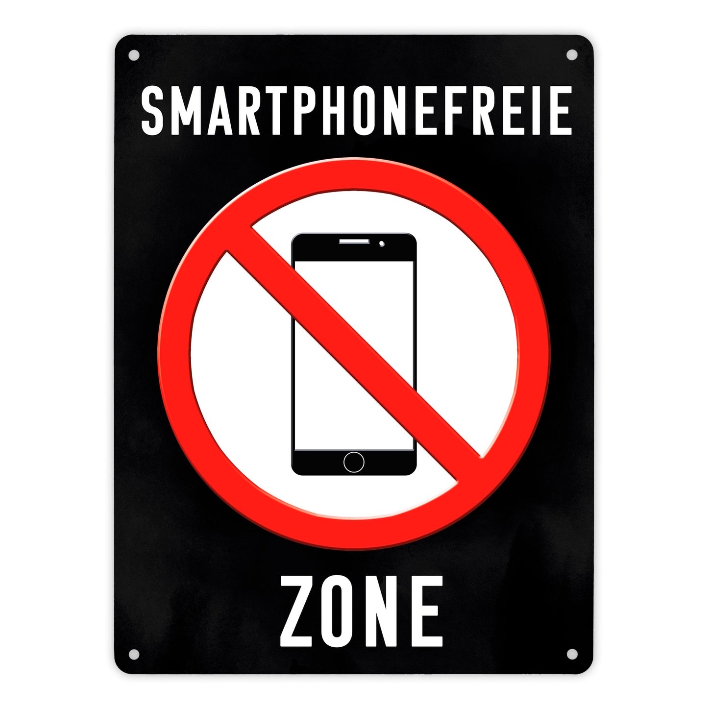 Smartphonefreie Zone Handy verboten Metallschild XL in 21x28 cm