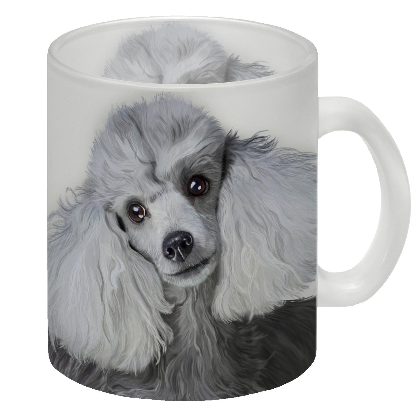 Glas Tasse mit Pudel Motiv