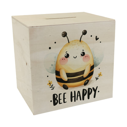 Biene Bee Happy Spardose aus Holz