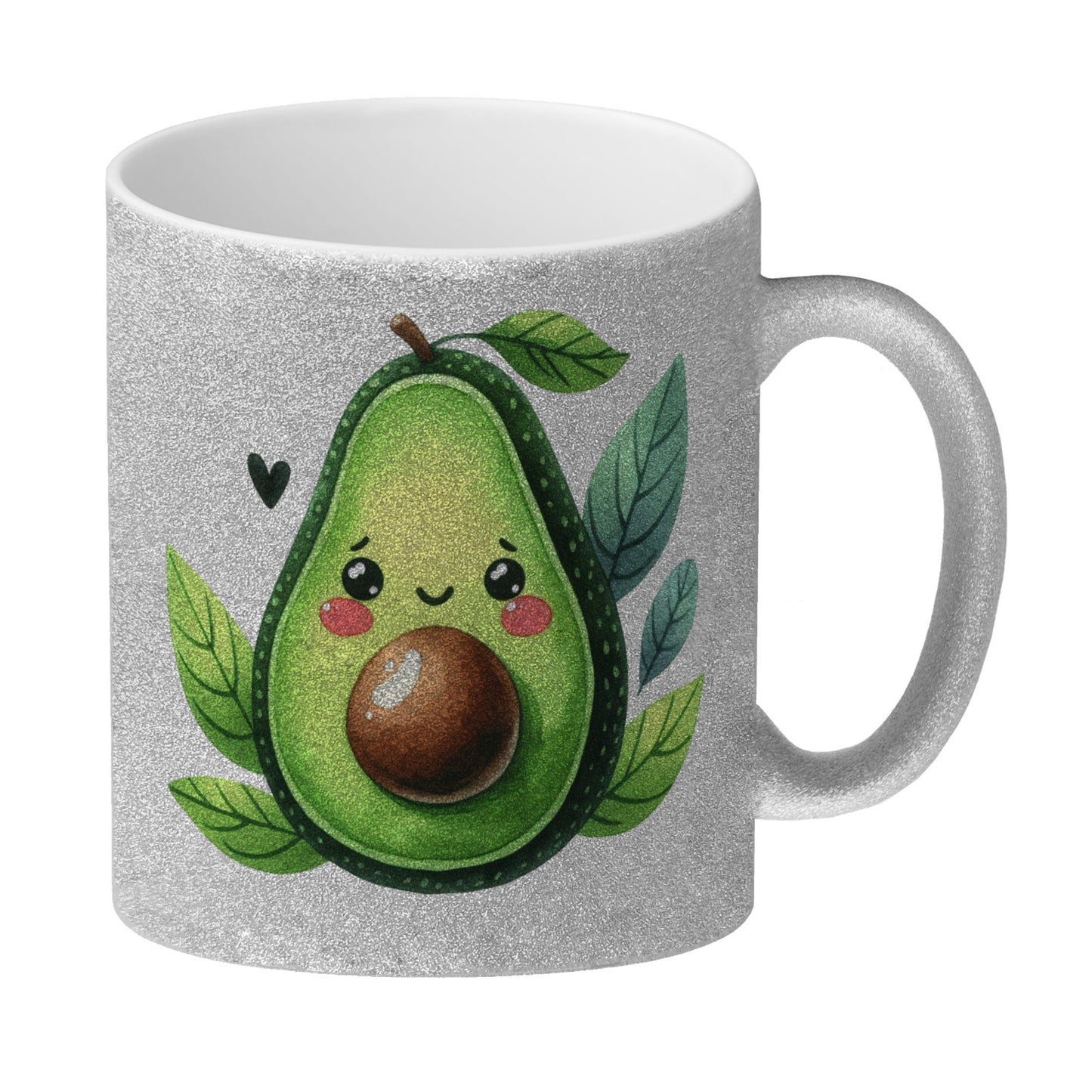 Lächelnde Avocado Glitzer-Kaffeebecher