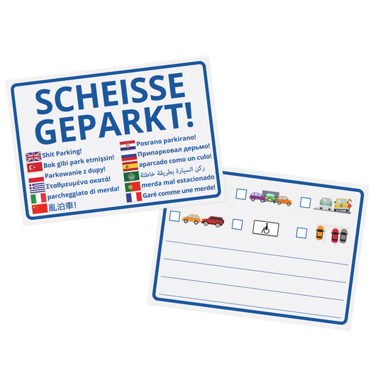 Scheisse Geparkt! International Edition Notizblock für die Windschutzscheibe mit 50 Blatt