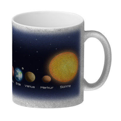 Planeten des Sonnensystems Glitzer-Kaffeebecher