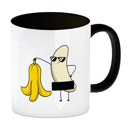 Nackte Banane Kaffeebecher in schwarz