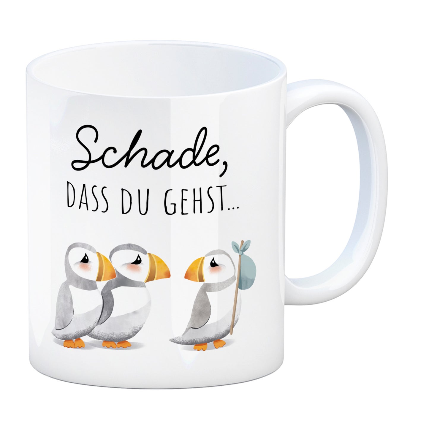 Schade, dass du gehst Papageitaucher Kaffeebecher Abschied Kollege