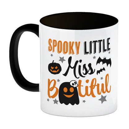 Geister Kaffeebecher in schwarz mit Spruch- Spooky little Miss Bootiful