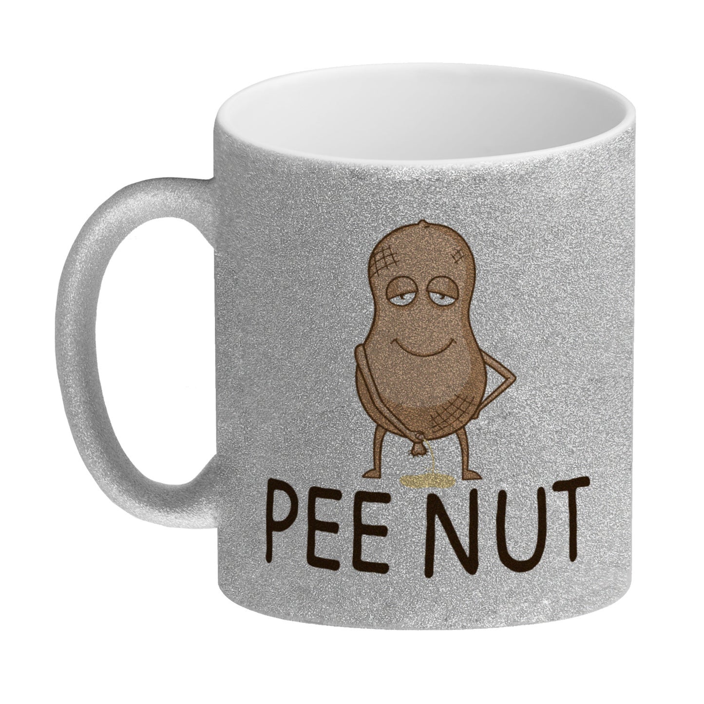 Pee nut Glitzer-Kaffeebecher mit pinkelnder Erdnuss