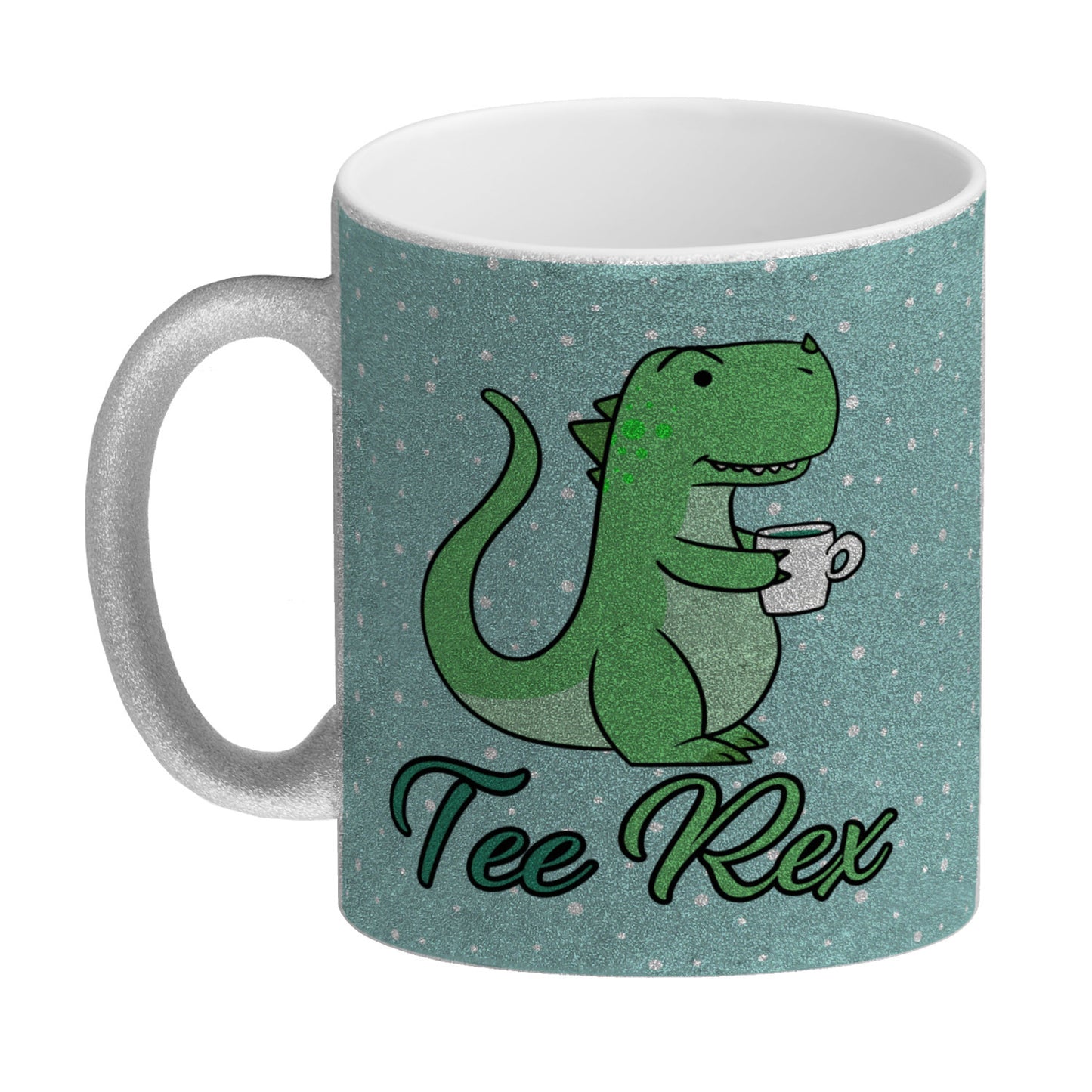 Tee Rex Glitzer-Kaffeebecher mit Dinosaurier mit Tasse Motiv