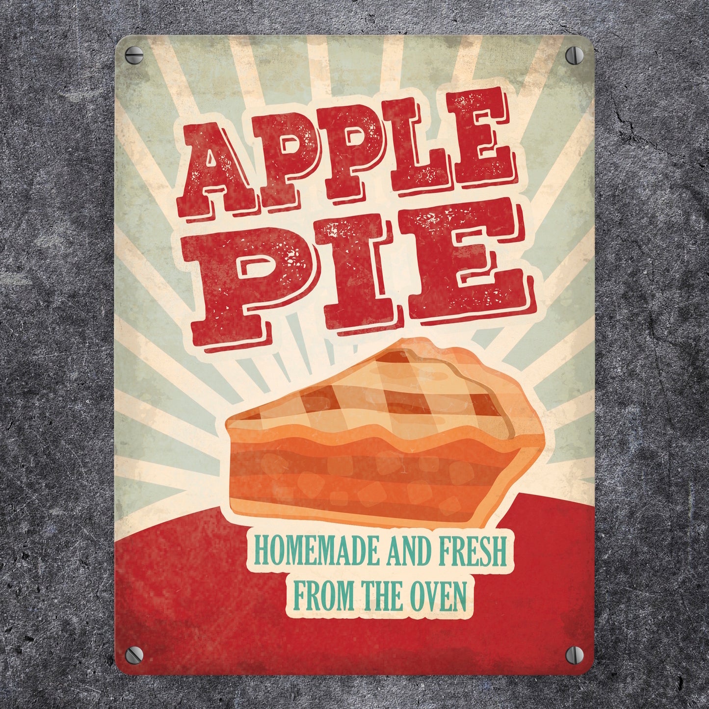 Metallschild mit American Diner Classics - Apple Pie Motiv