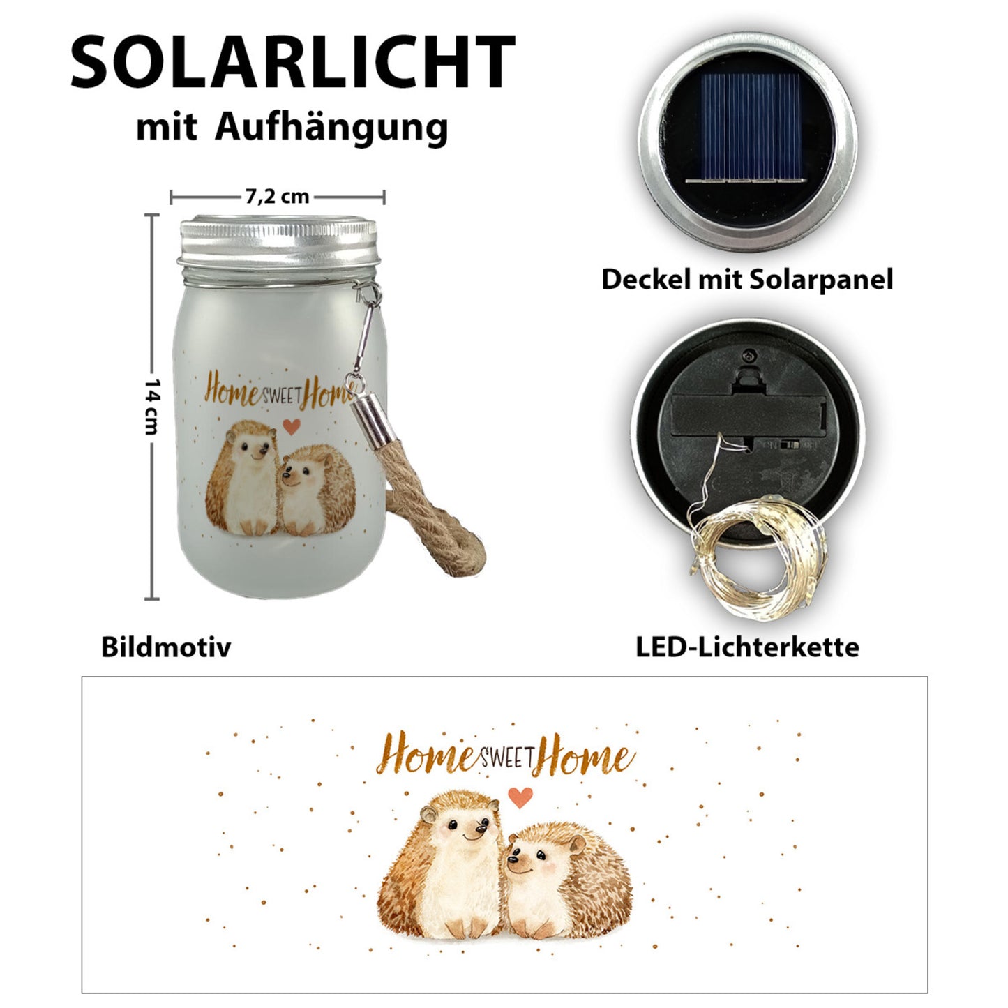 Igel Solarlicht mit Spruch Home Sweet Home