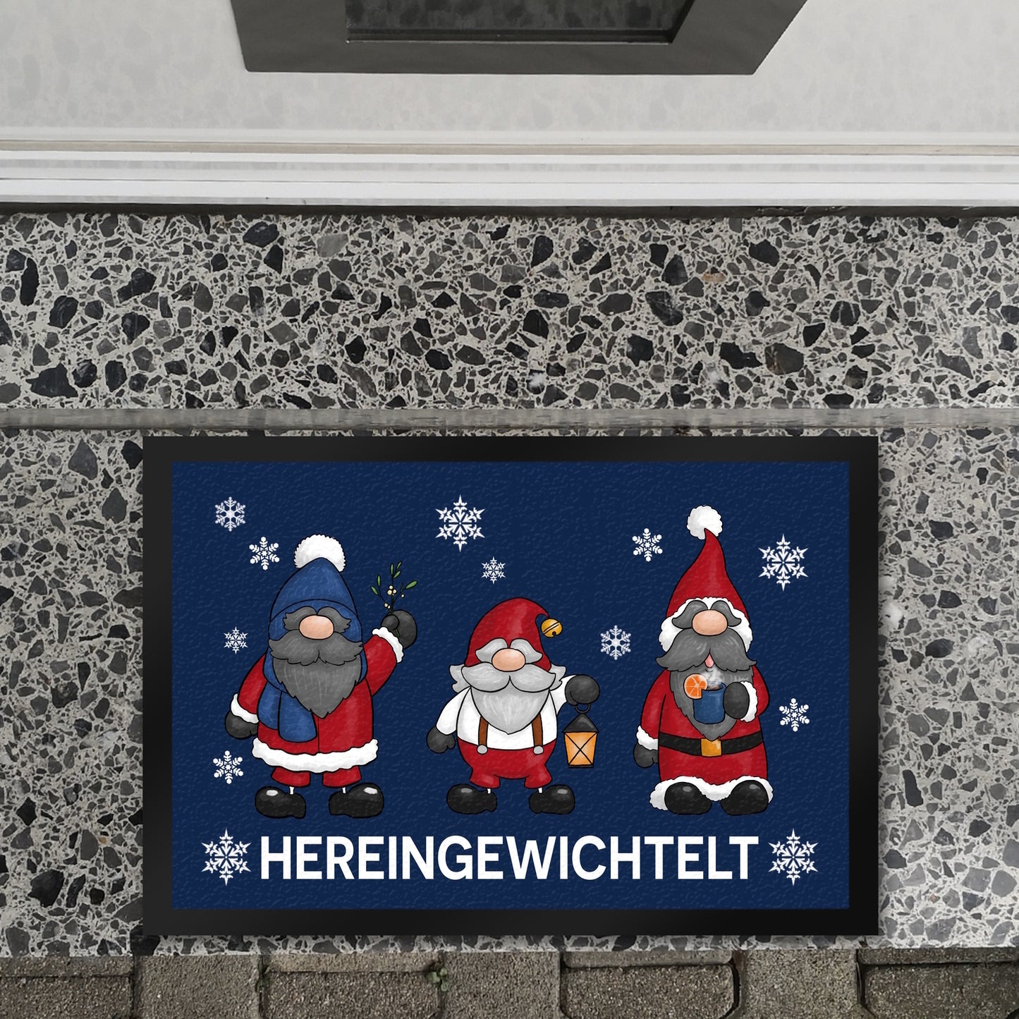 Hereingewichtelt Weihnachtswichtel Fußmatte XL in 40x60 cm in blau