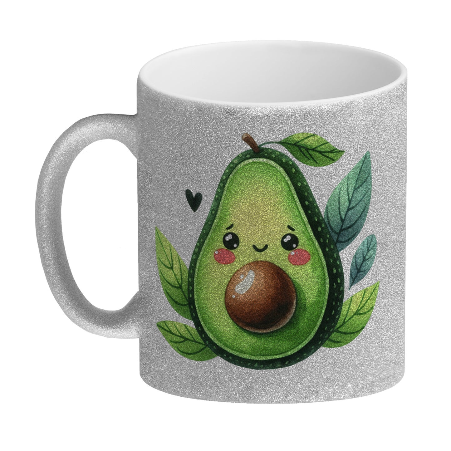 Lächelnde Avocado Glitzer-Kaffeebecher