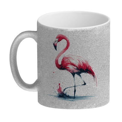 Rosa Flamingo Glitzer-Kaffeebecher