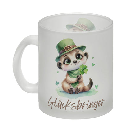 Erdmännchen Glücksbringer Glas Tasse