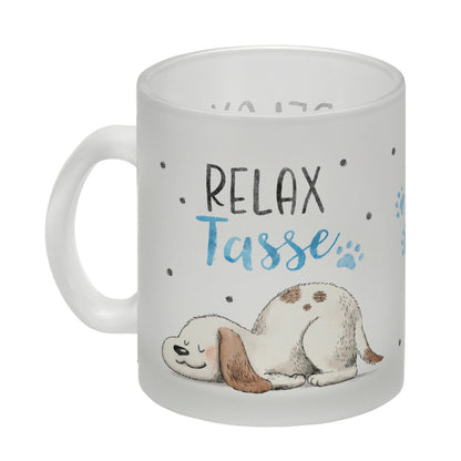 Relaxter Hund Glas Tasse mit Spruch Relax Tasse