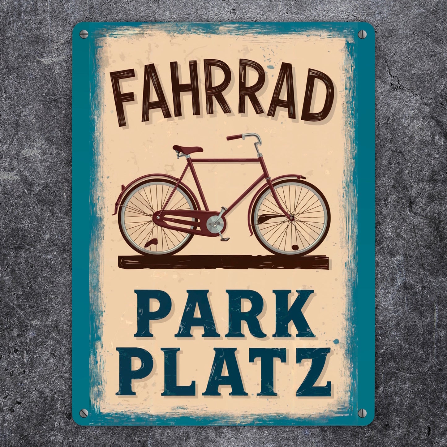 Vintage Fahrrad Parkplatz Metallschild XL in 21x28 cm