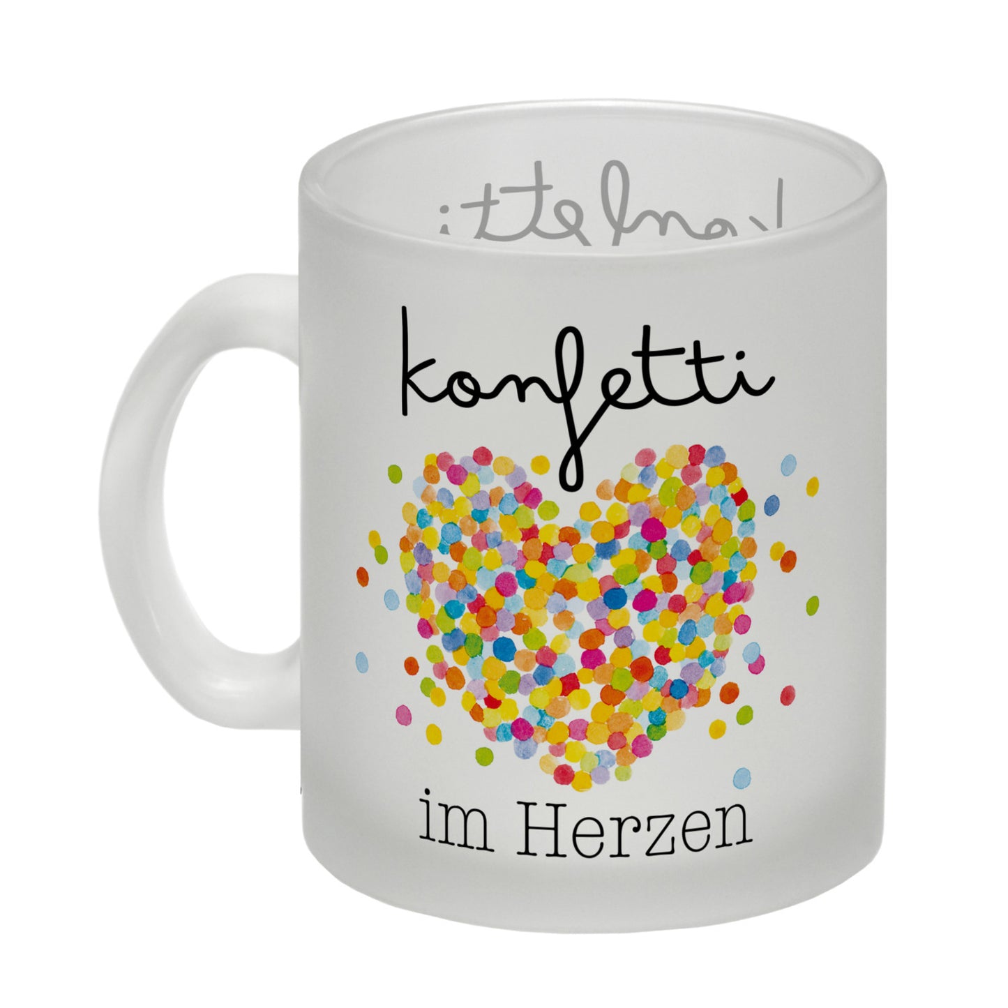 Konfetti im Herzen Karneval Geschenk Glas Tasse